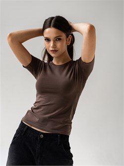 Футболка женская  скимс базовая облегающая_Капучино 10050